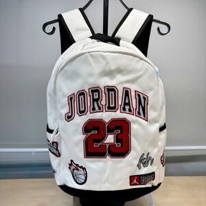 Nike Jordan 23 White Red Black Patch Basketball Backpack School Bag